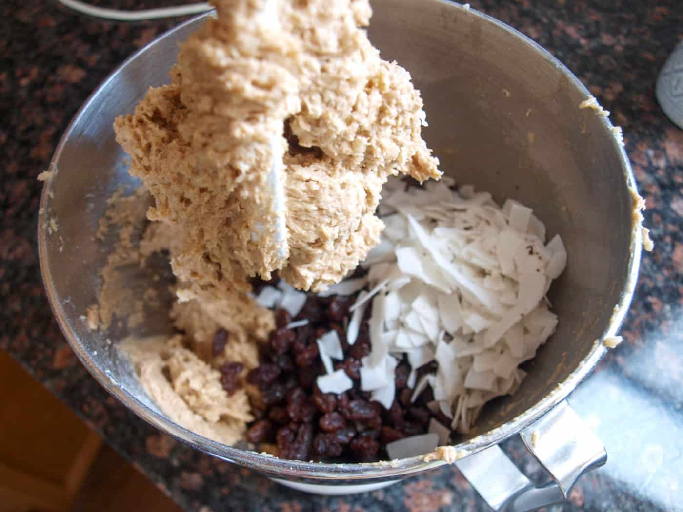 Mixing In The Nuts & Chips For Quinoa Chocolate Chip Cookies | Mae's Menu