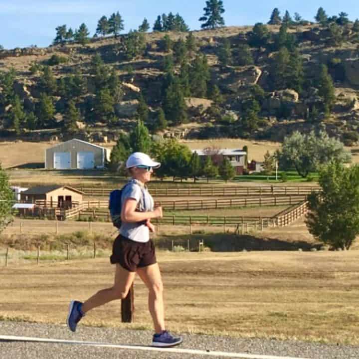 Chelsea Plummer from Mae's Menu running the Montana Marathon