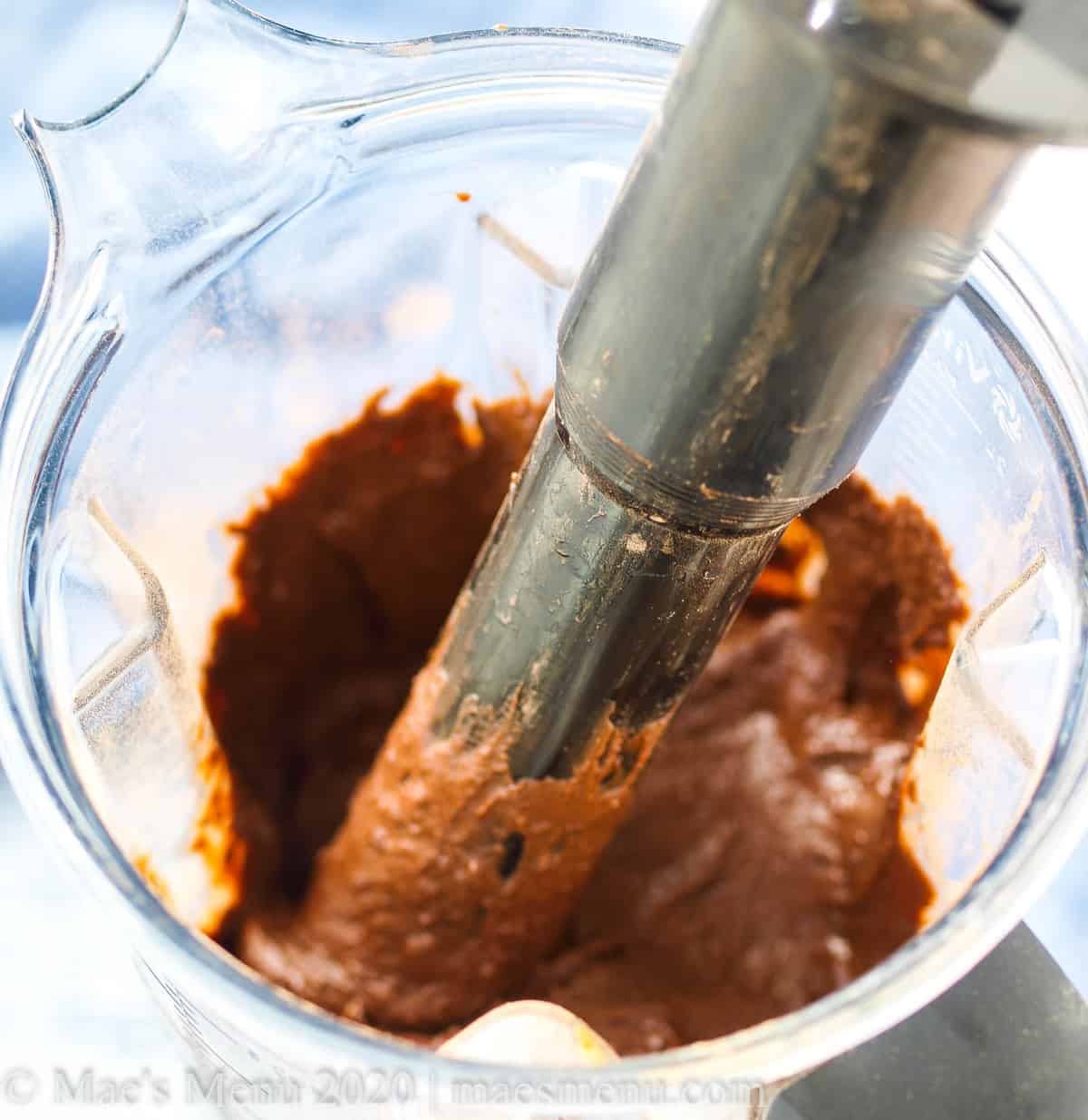 The vitamix blender of fudgy date brownie batter.