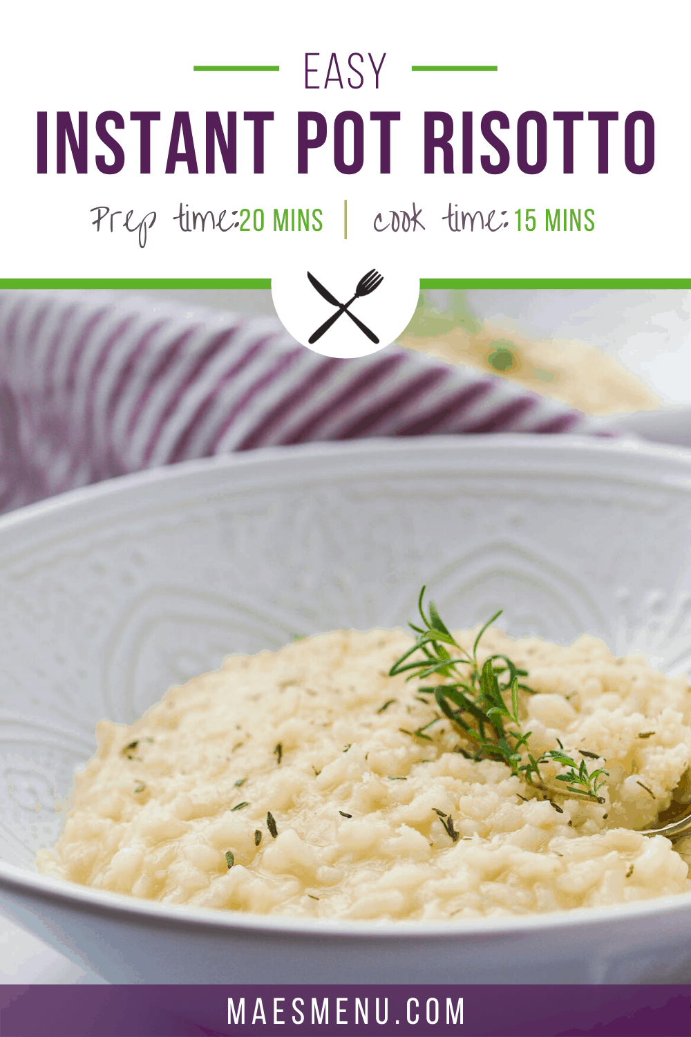 Pinterest pin for instant pot risotto