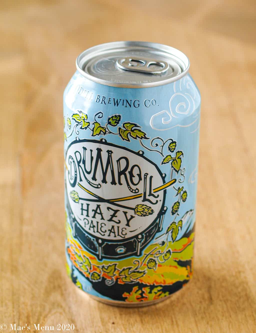 A can of drumroll hazy IPA 