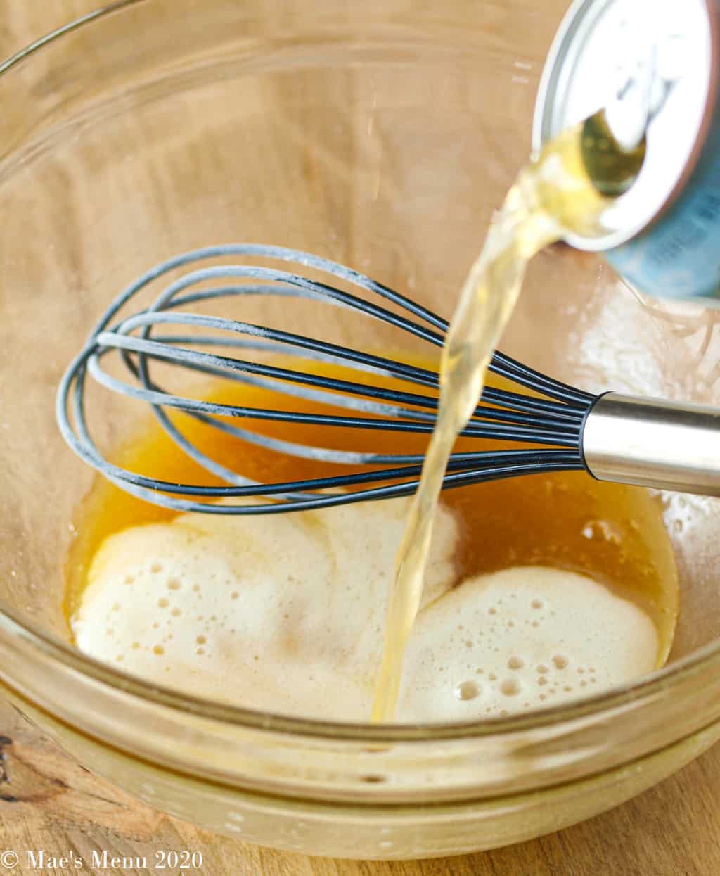 Pouring beer into the honey butter
