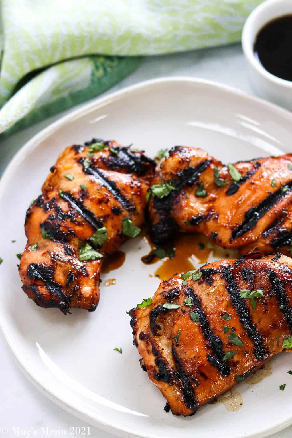 A plate of asian marinated chicken
