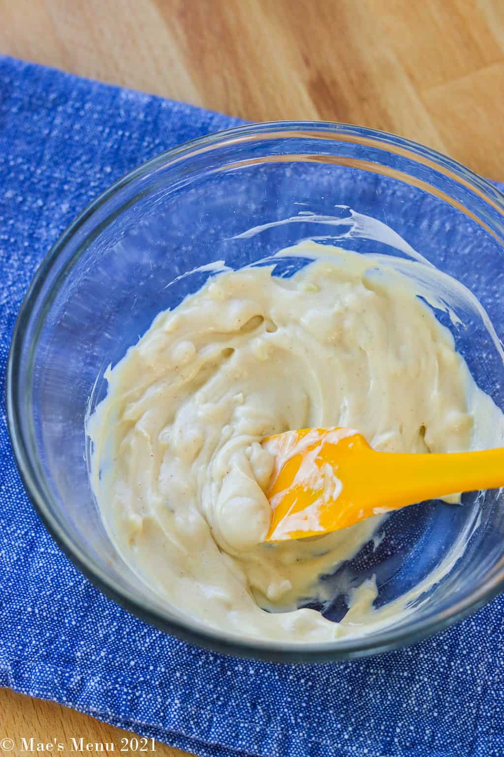 The mayonnaise mixture whisked up
