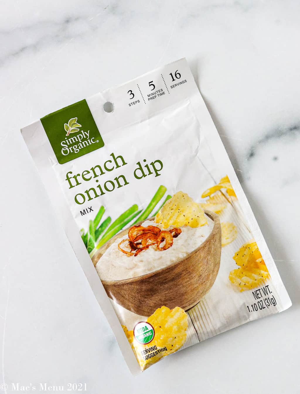 A packet of french onion dip mix