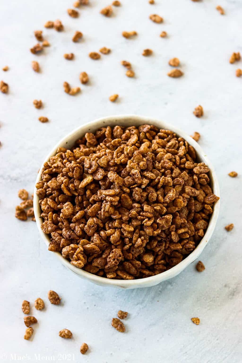 A small dish of cocoa krispies