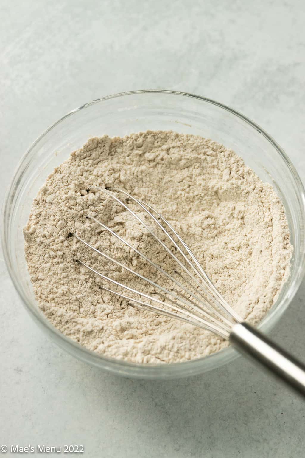 A bowl of whisked flour.