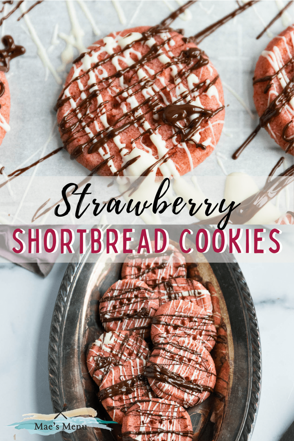 A pinterest pin for strawberry shortbread cookies. 
