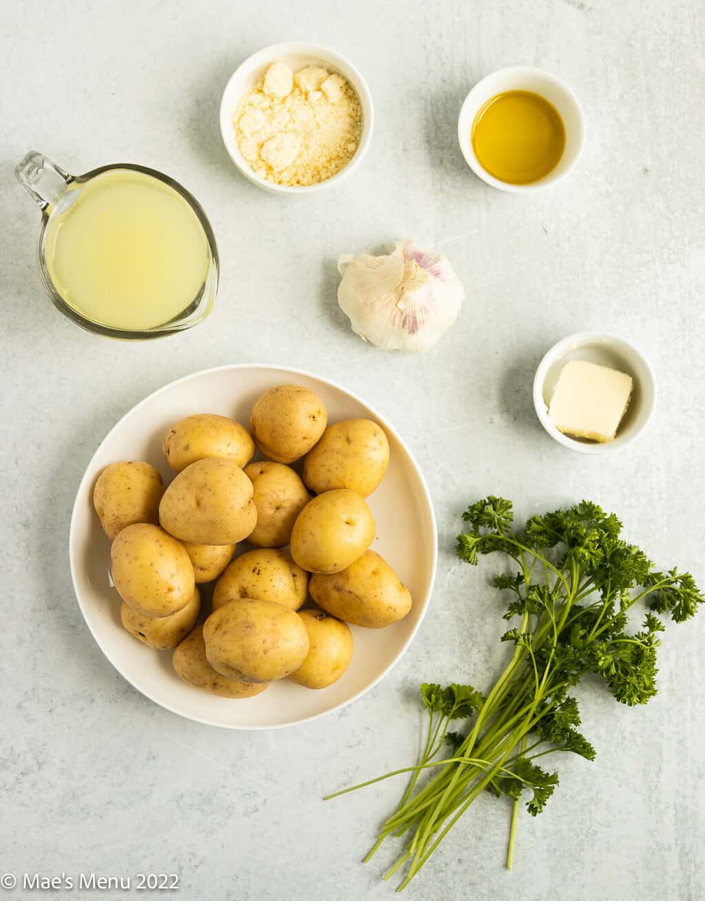 All of the ingredients of Instant Pot baby potatoes.