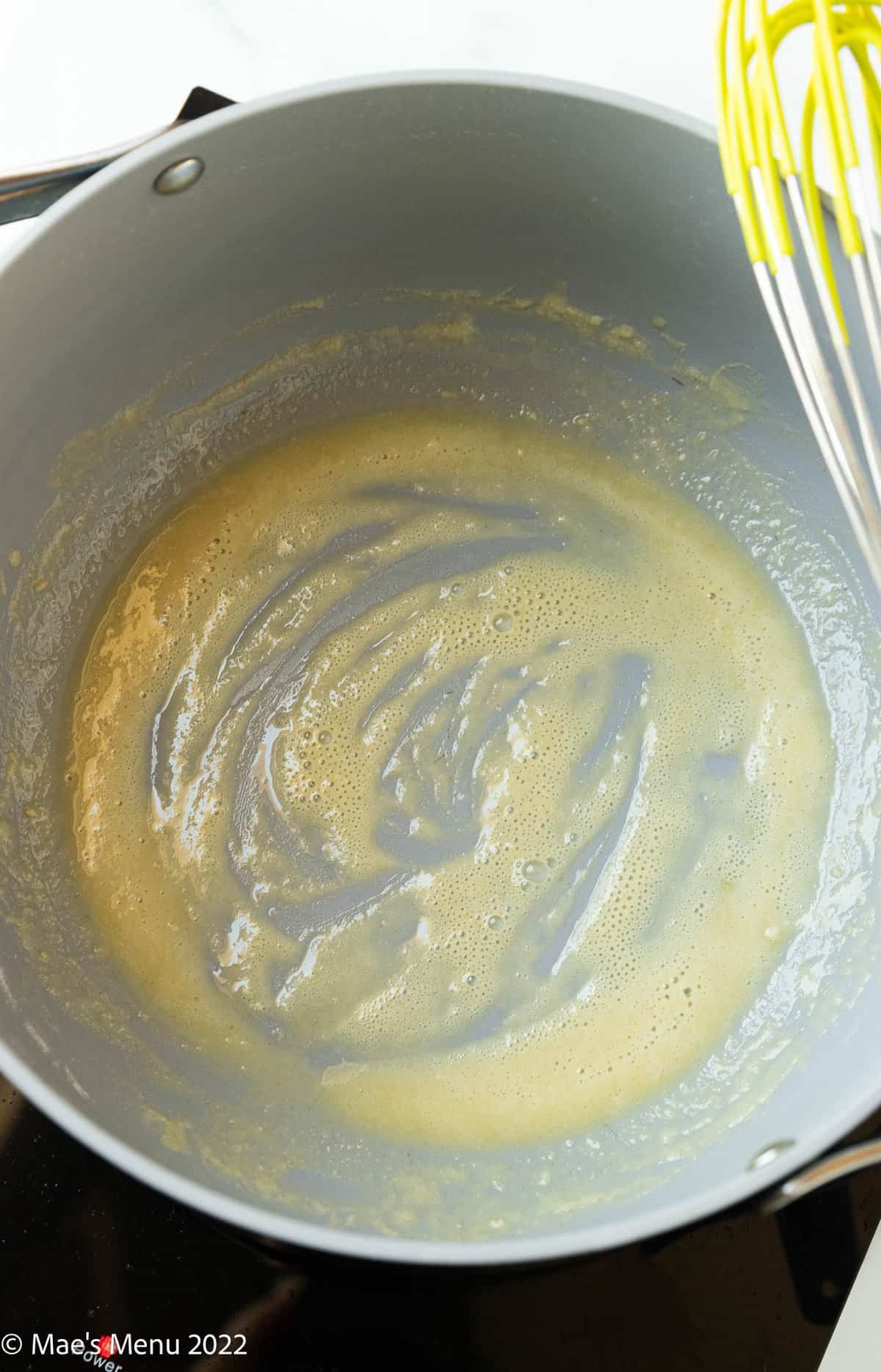 roux has cooked to a light golden color.