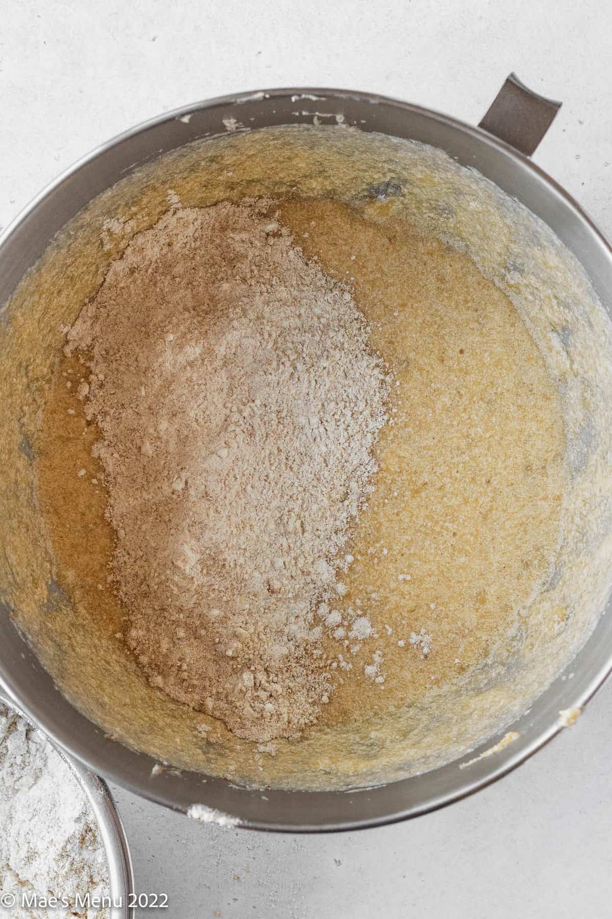 dry ingredients added to batter.
