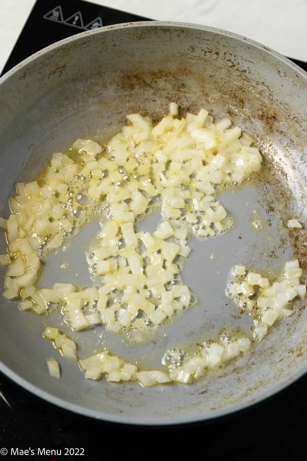 onions sautéing with butter.
