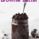 vertical pin of a jar of edible brownie batter with text overlay.