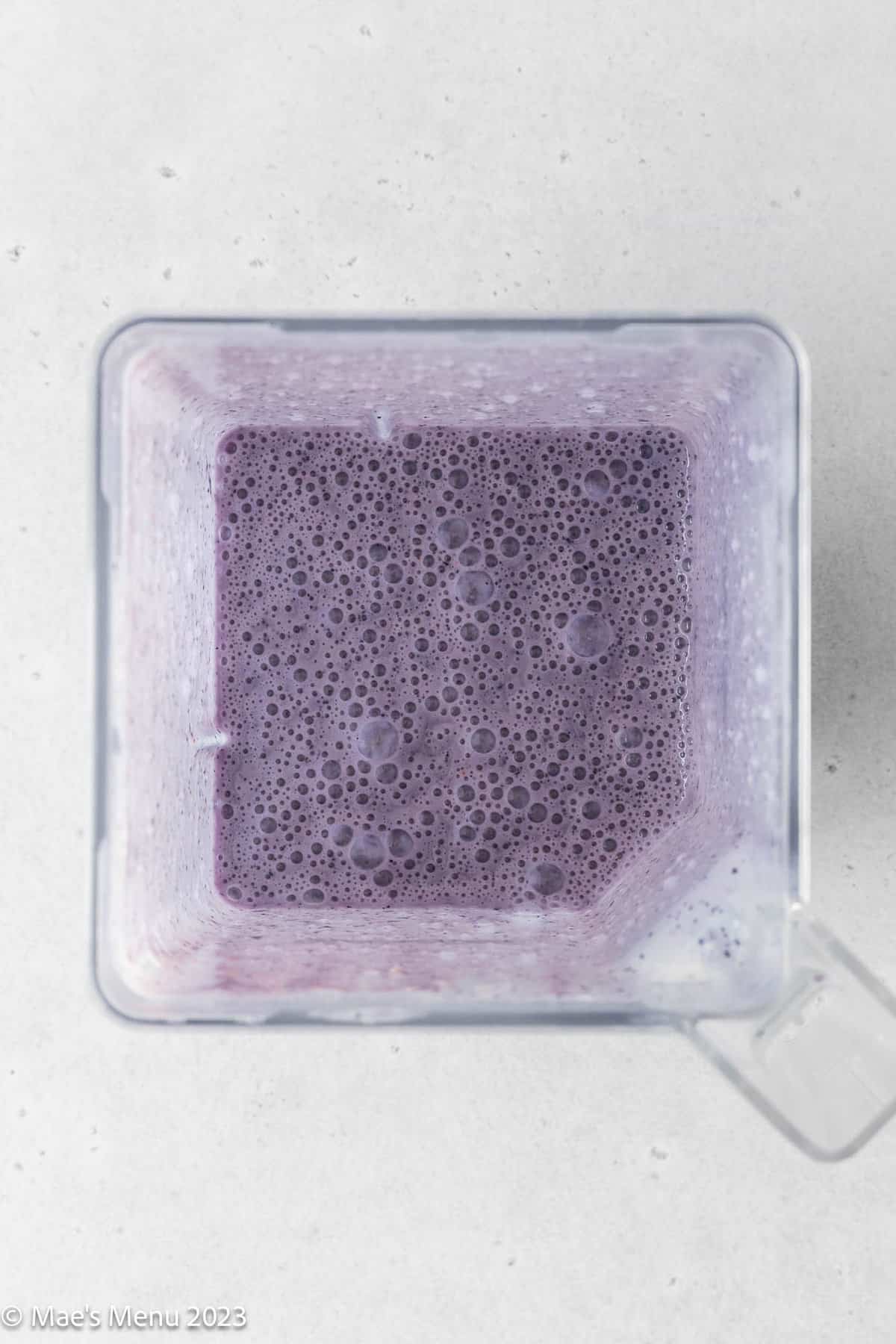 The protein popsicle mixture in the blender.