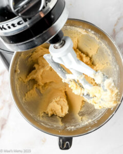 Creaming butter and sugar in the stand mixer.