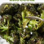 A pinterest pin for oven roasted broccoli.