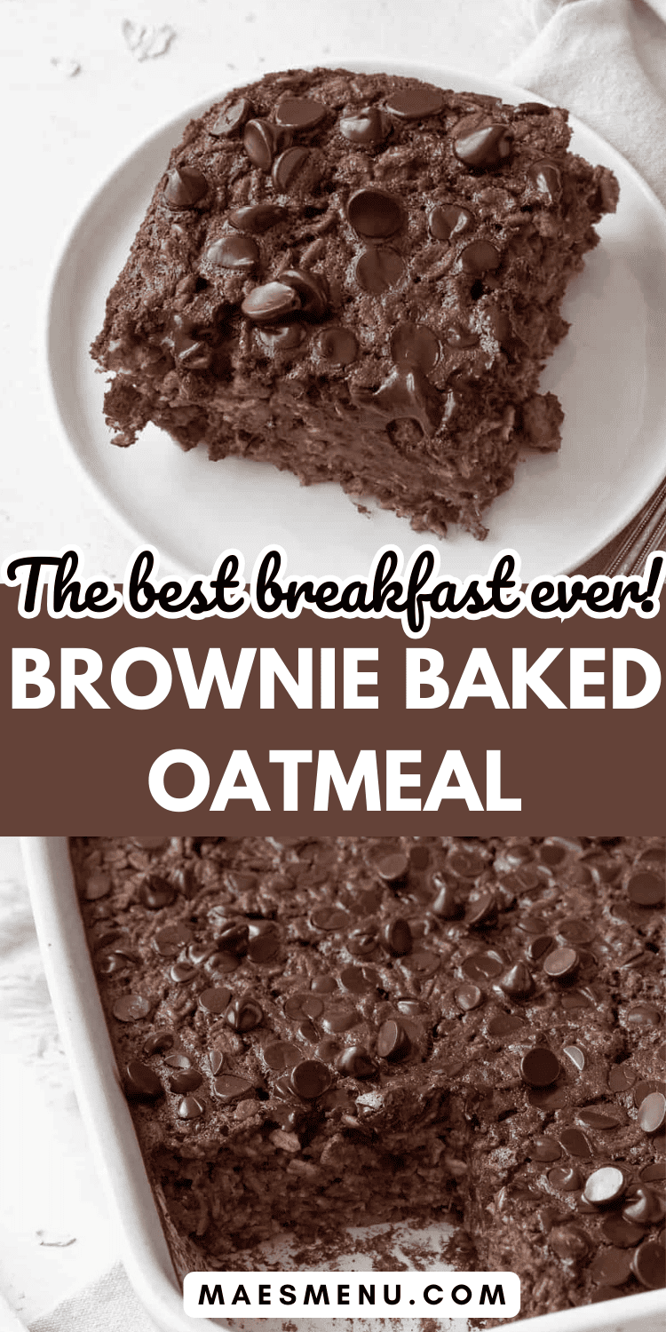 A pinterest image for brownie baked oatmeal.