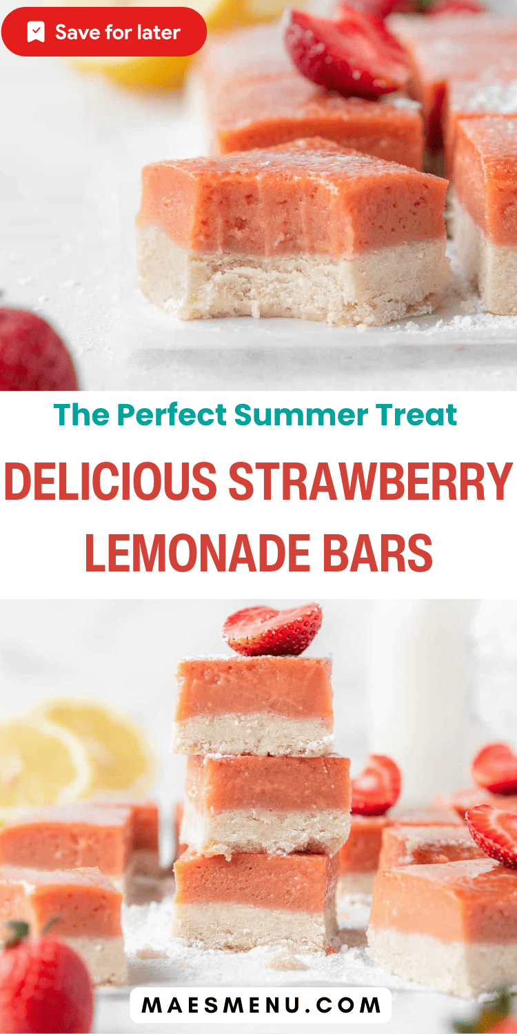 A Pinterest pin for Strawberru lemonade bars.