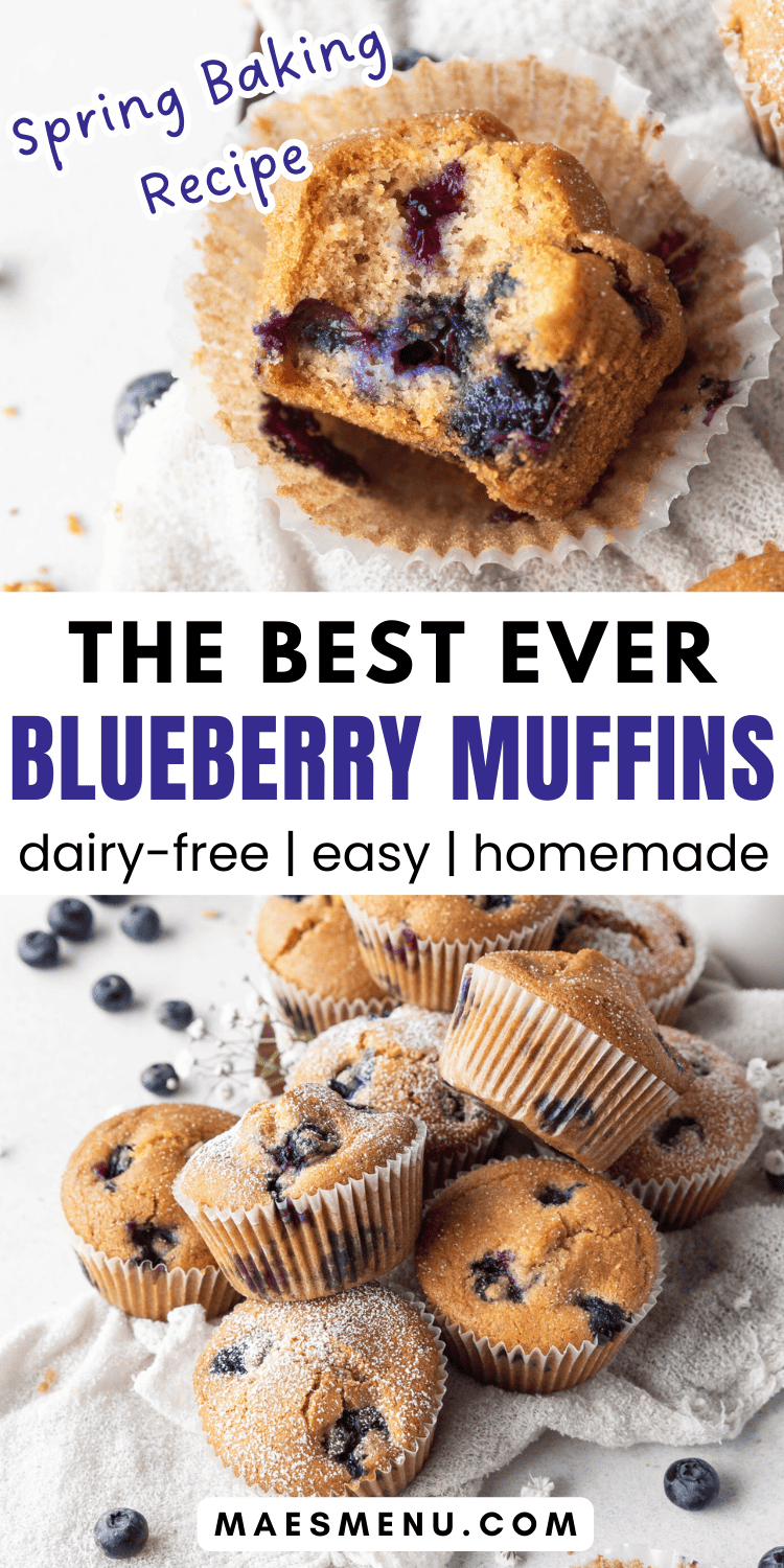 A pinterest pin for the best ever blueberry muffins.