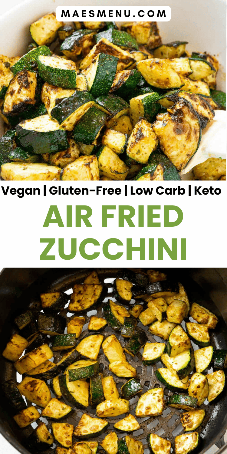 A pinterest pin for air fried zucchini