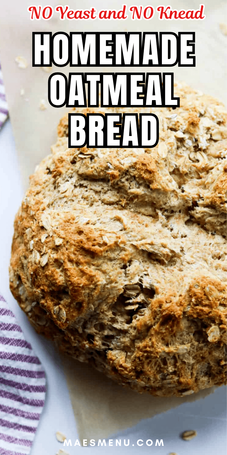 A pinterest pin for homemade oatmeal bread
