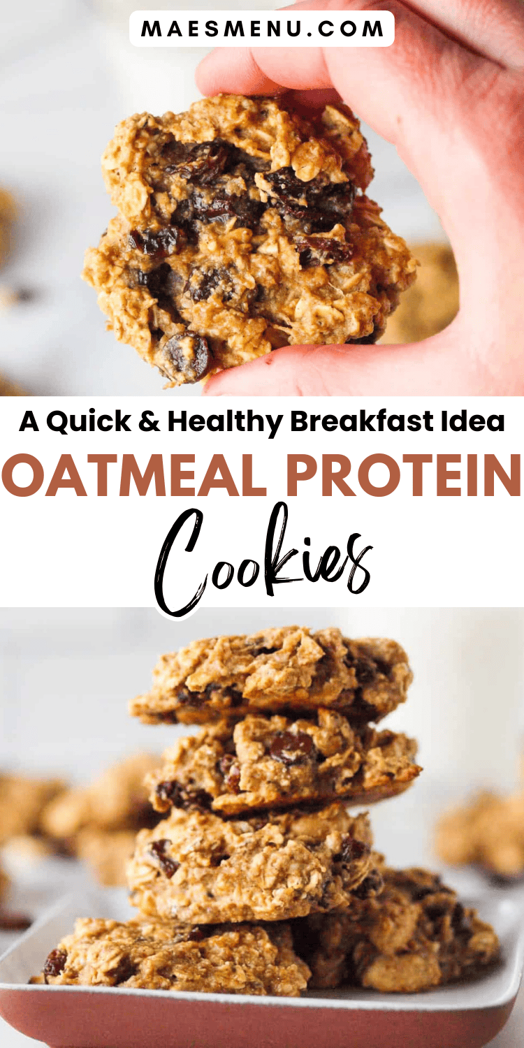 A pinterest pin for oatmeal protein cookies