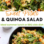 A pinterest pin for sweet potato and quinoa salad