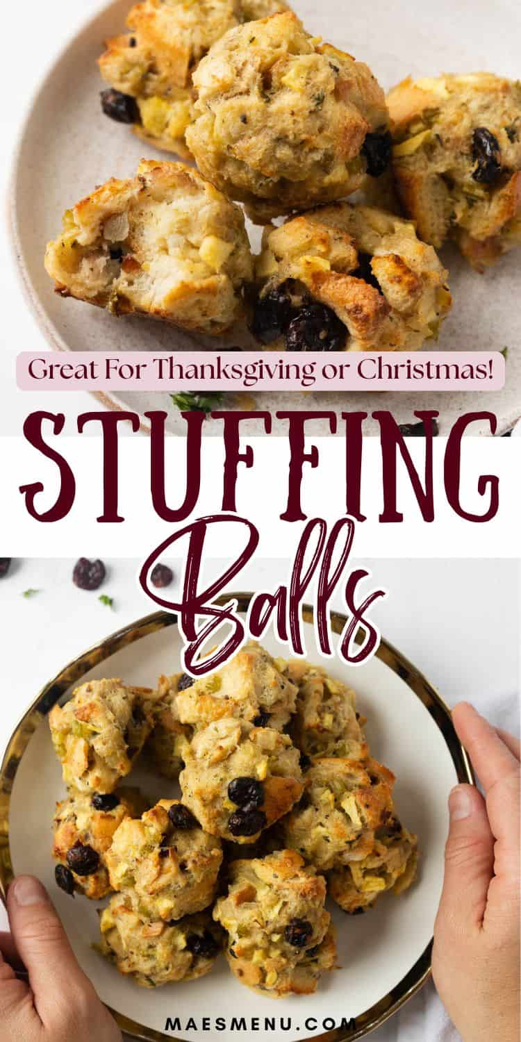 A pinterest pin for stuffing balls -- great for Thanksgiving or Christmas!