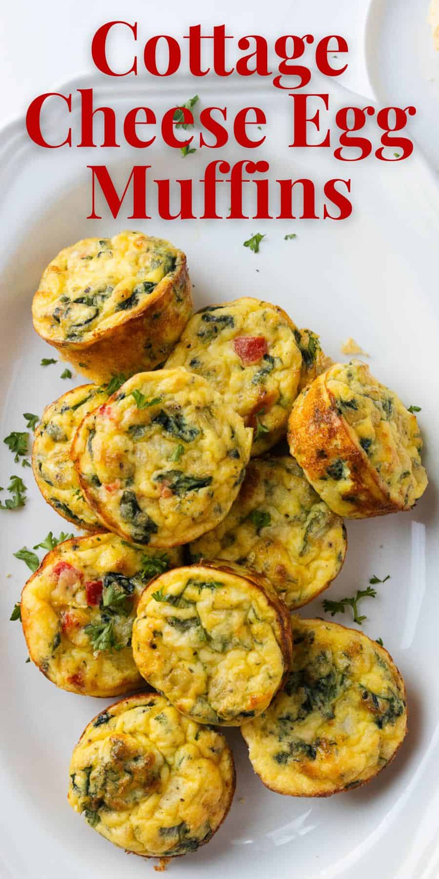 A Pinterest pin for cottage cheese egg muffins.