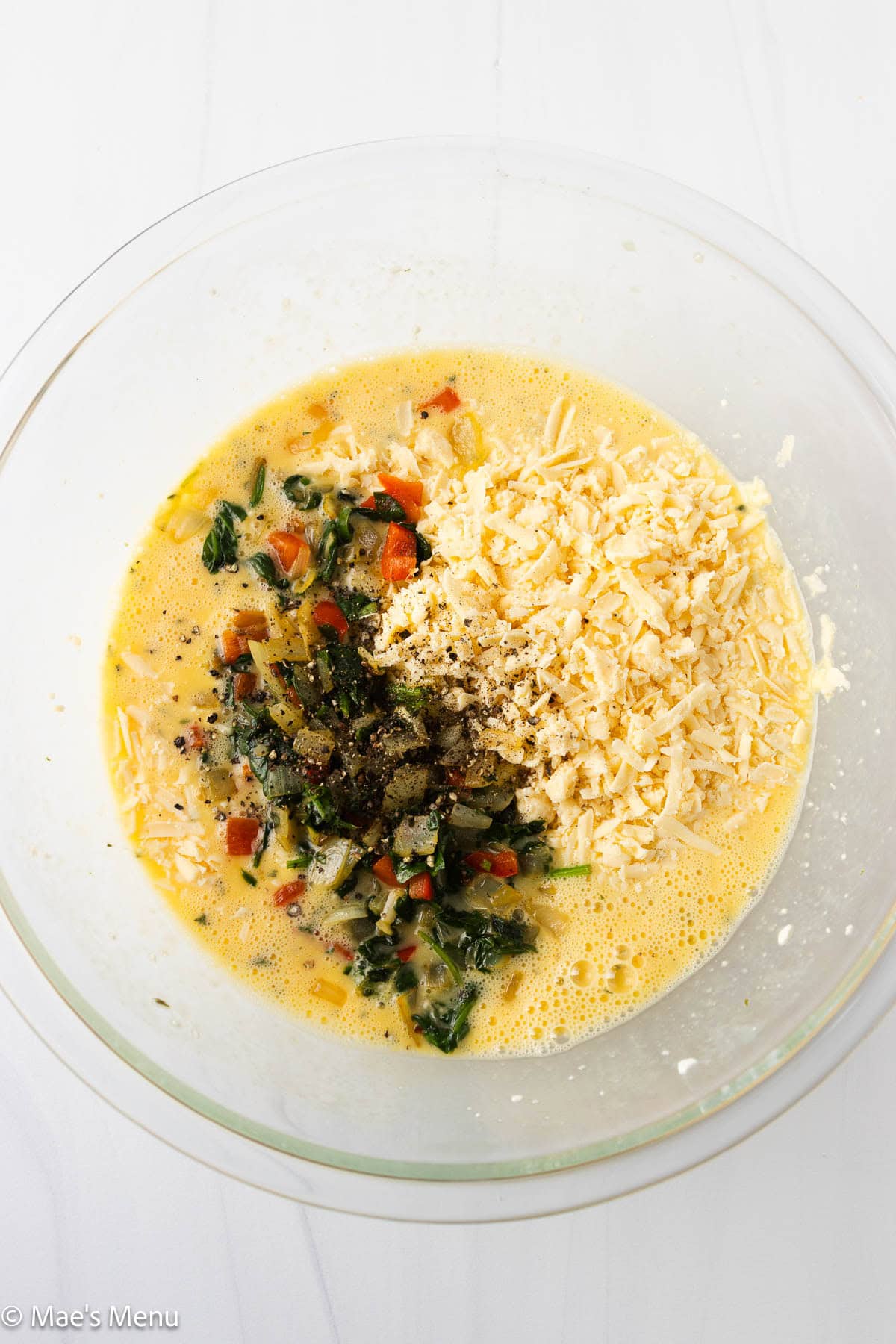 The egg muffin mixture before mixing.