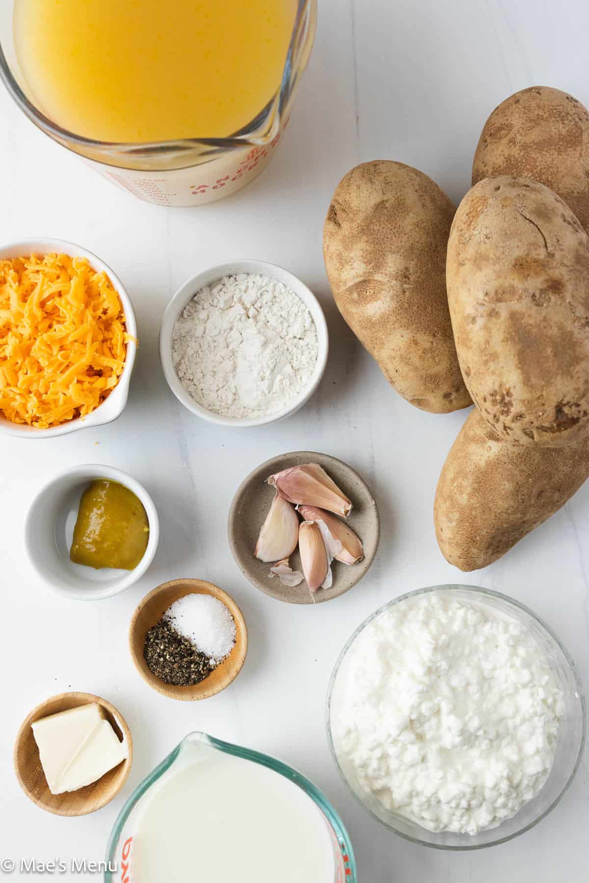 An overhead shot of the ingredients needed to make high protein soup.