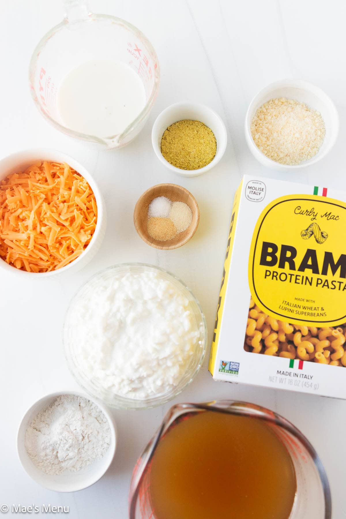 High protein mac and cheese recipe ingredients.