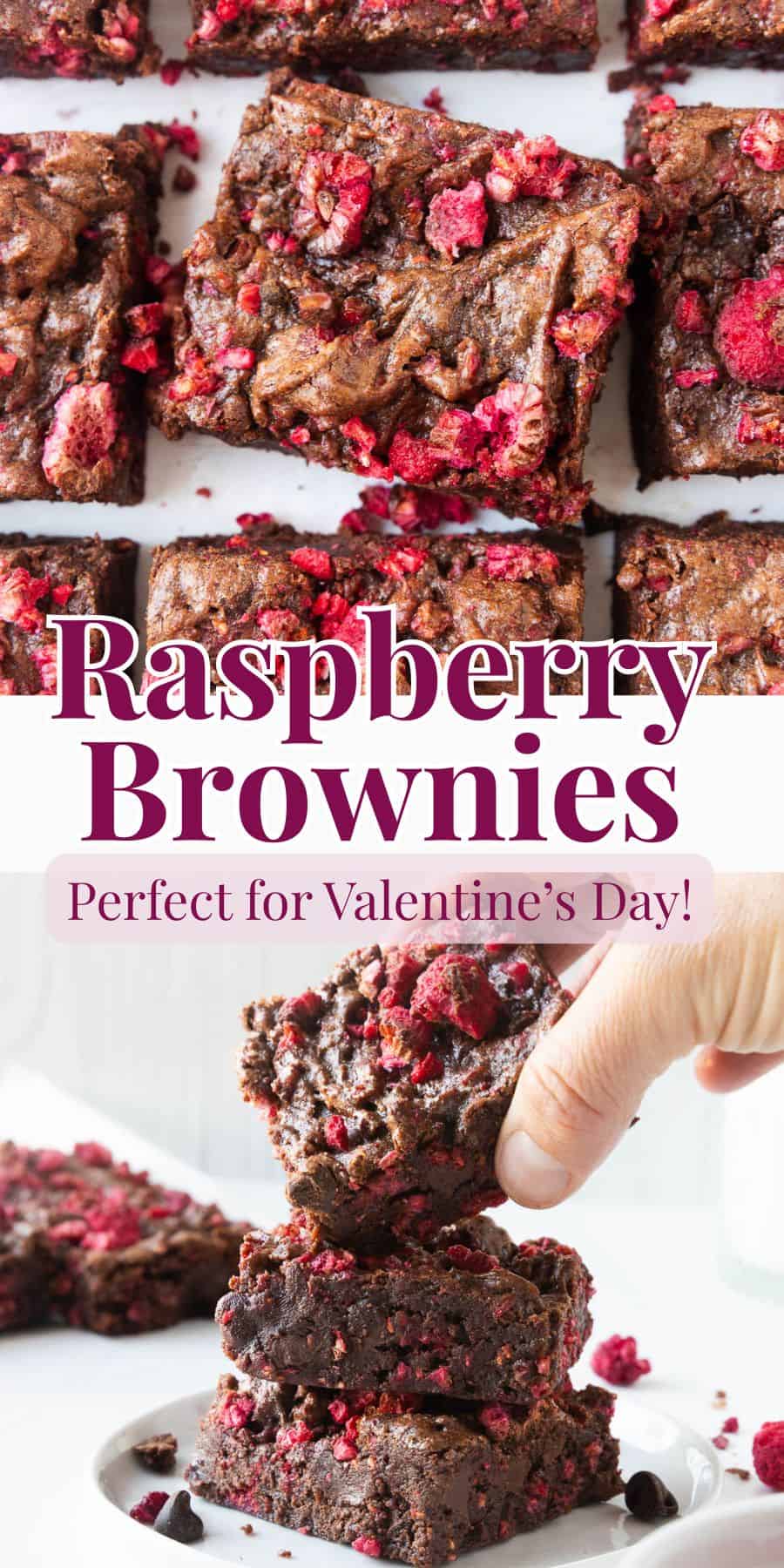 A pinterest pin for raspberry brownies.