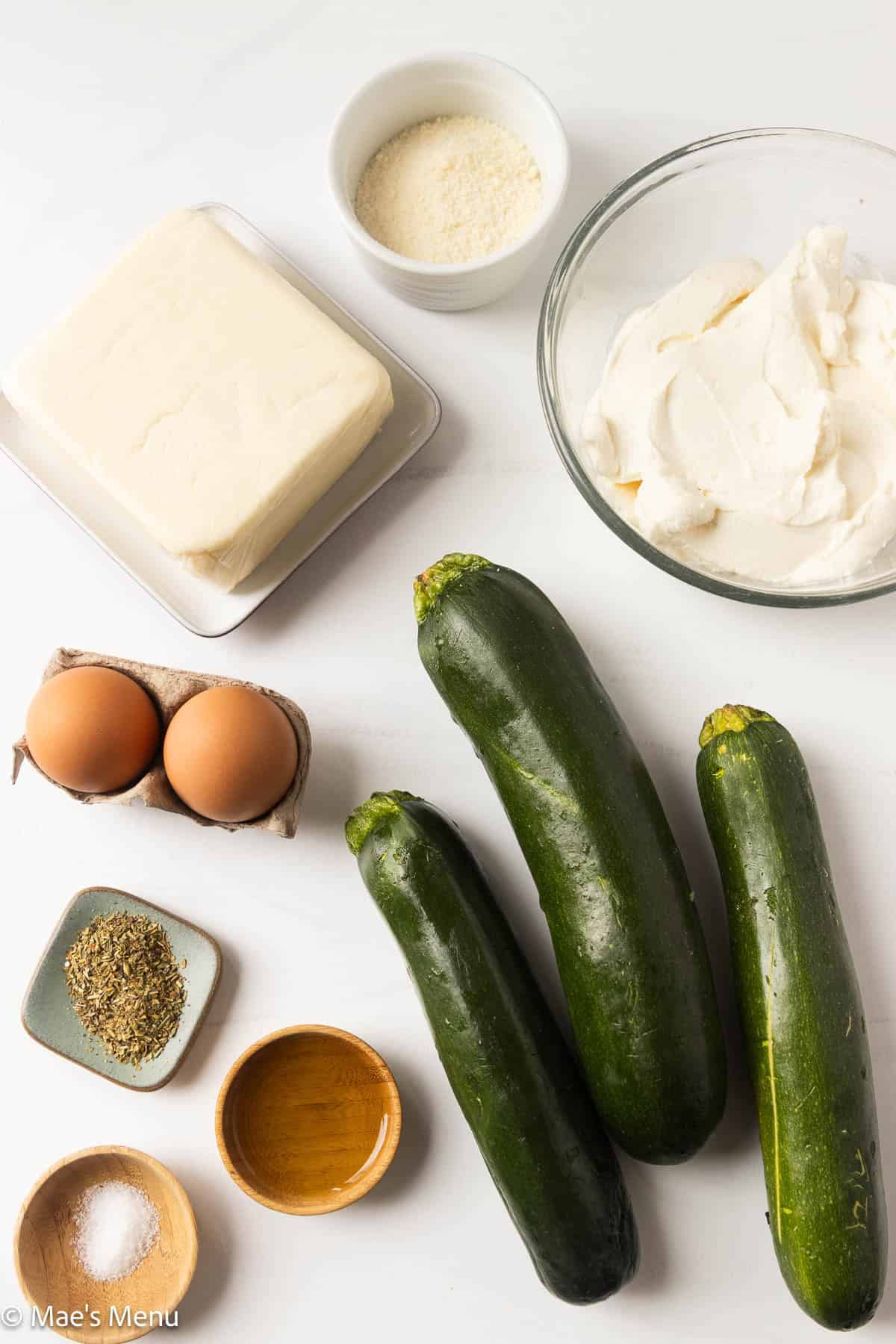 An overhead shot of the part 1 of the zucchini lasagna.